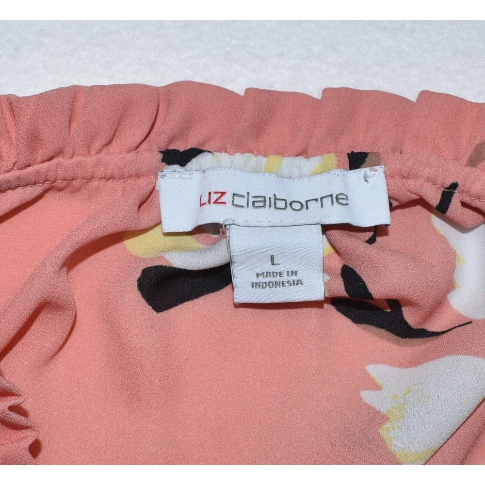 Sweet Rain Top Sz S V Neck Peach and Purple Flowers Cap Sleeves - Picture 5 of 6